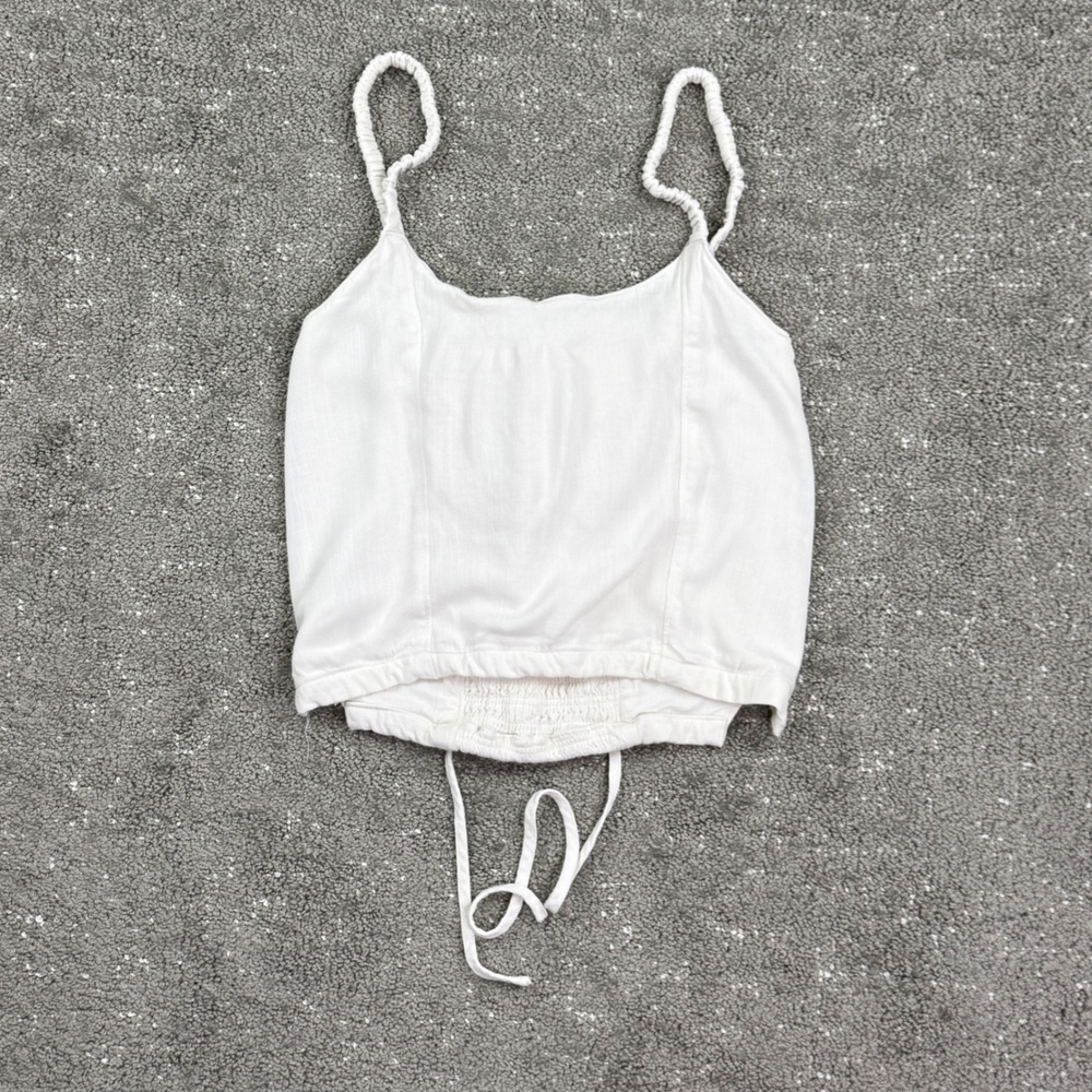 Free People Tank Top Womens Small White Lace Up Corset‎ Back Cami Boho